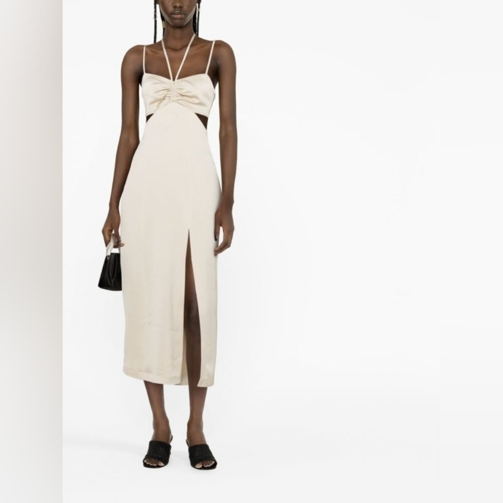 Iro Paris Beige Cut Out Split Midi Dress Size 36